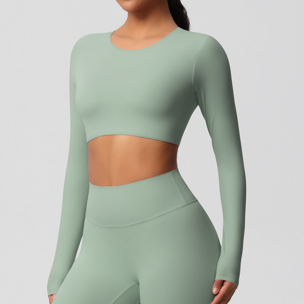 SculptFit Nauwsluitende Croptop met Lange Mouwen