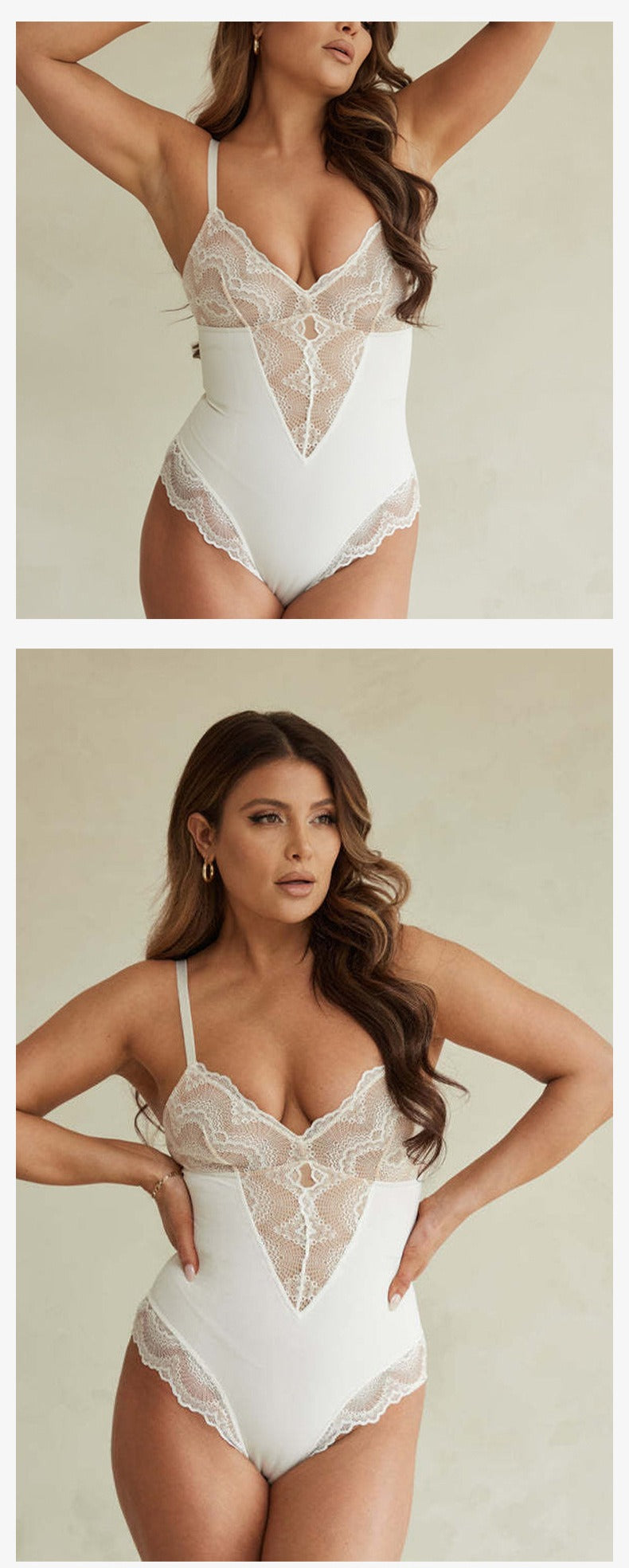 Corrigerende Bodysuit met Kanten Panel