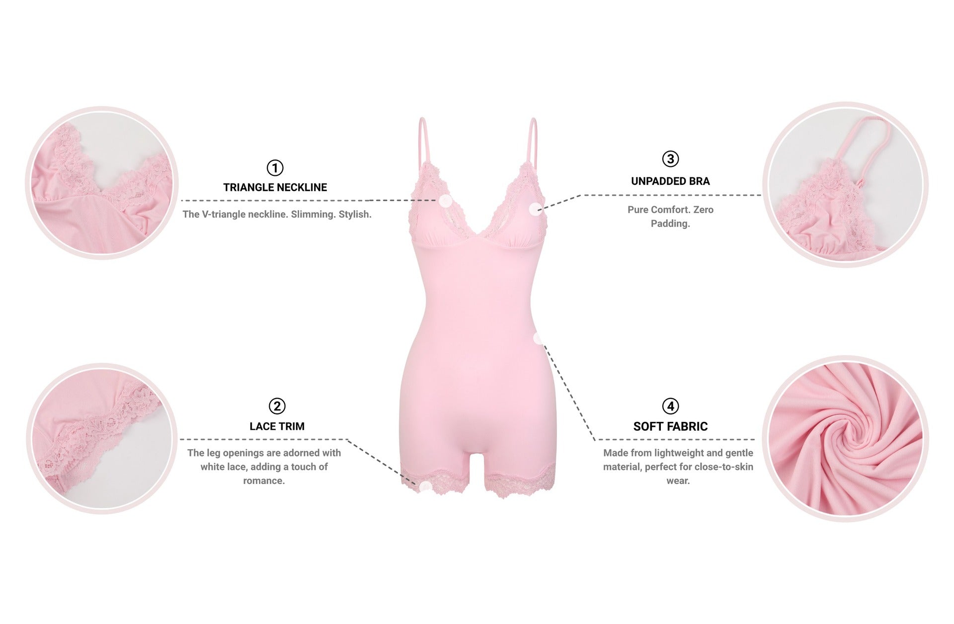 Corrigerende bodysuit met kanten afwerking