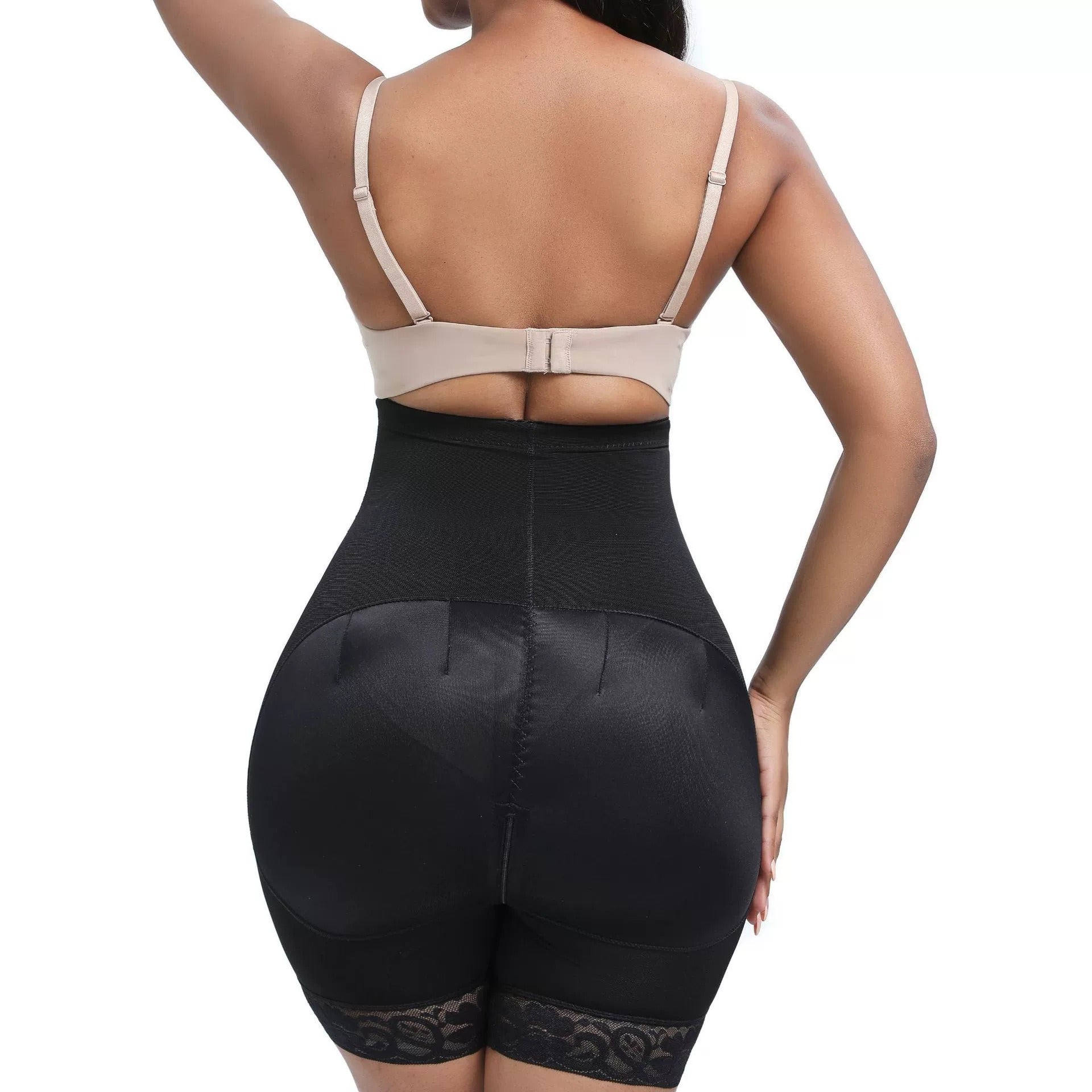 High-Waist Vormgevend Corrigerend Kort Broekje met Ritssluiting aan de Voorkant