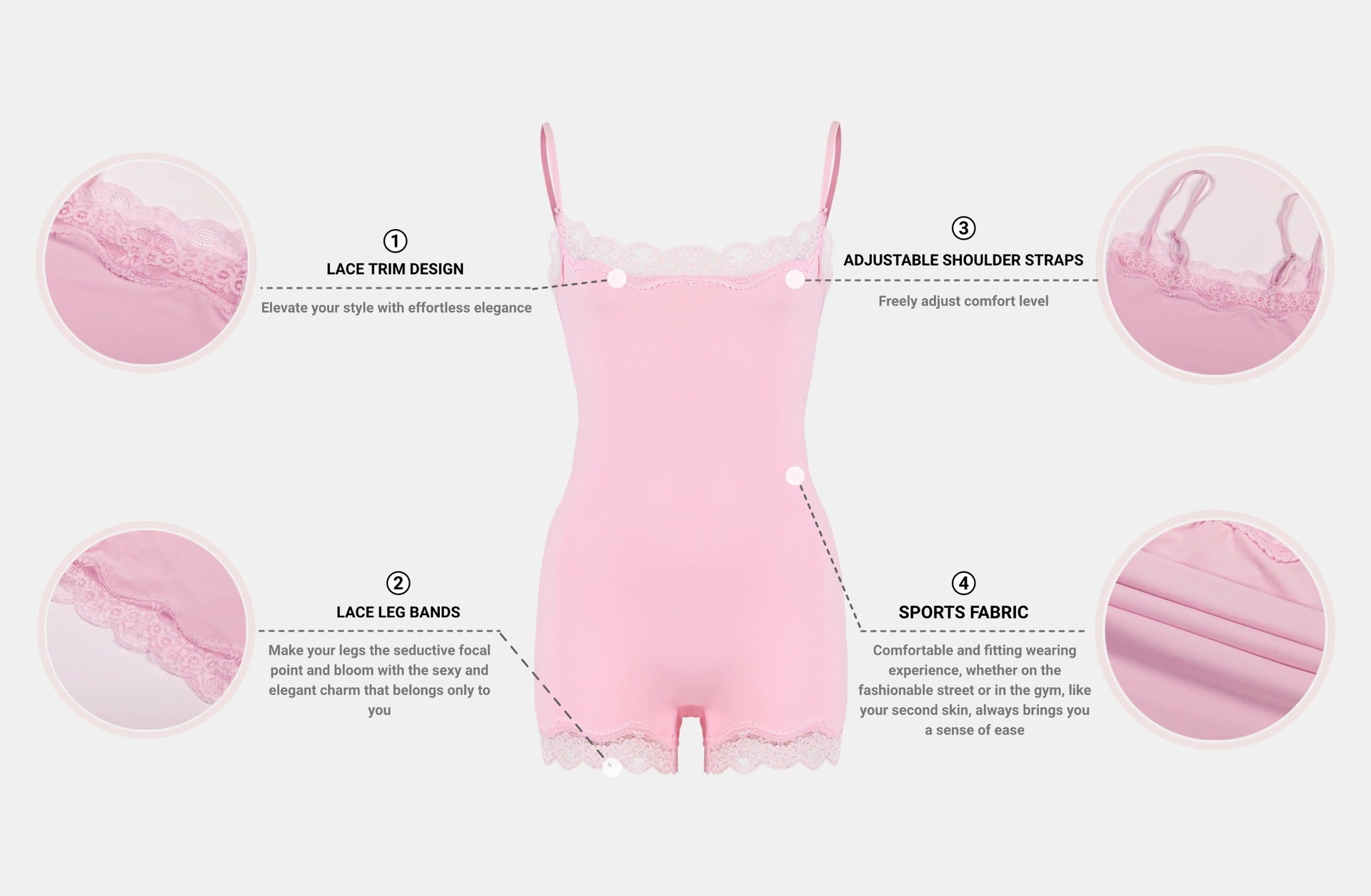 Corrigerende Bodysuit Shorts met Kanten Afwerking
