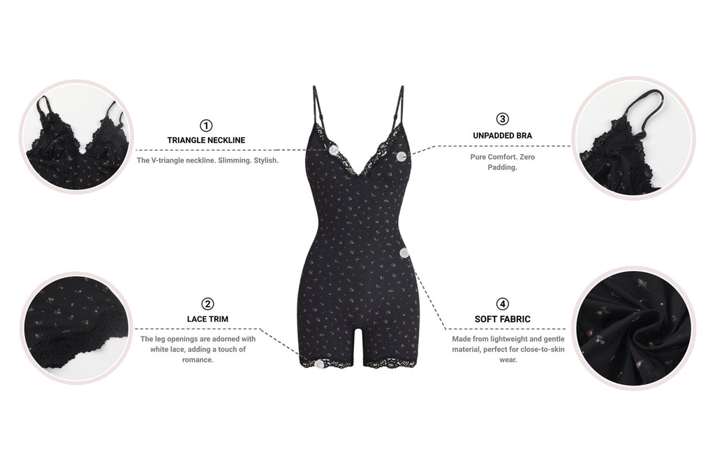 Corrigerend Romper Bodysuit met Kanten Afwerking