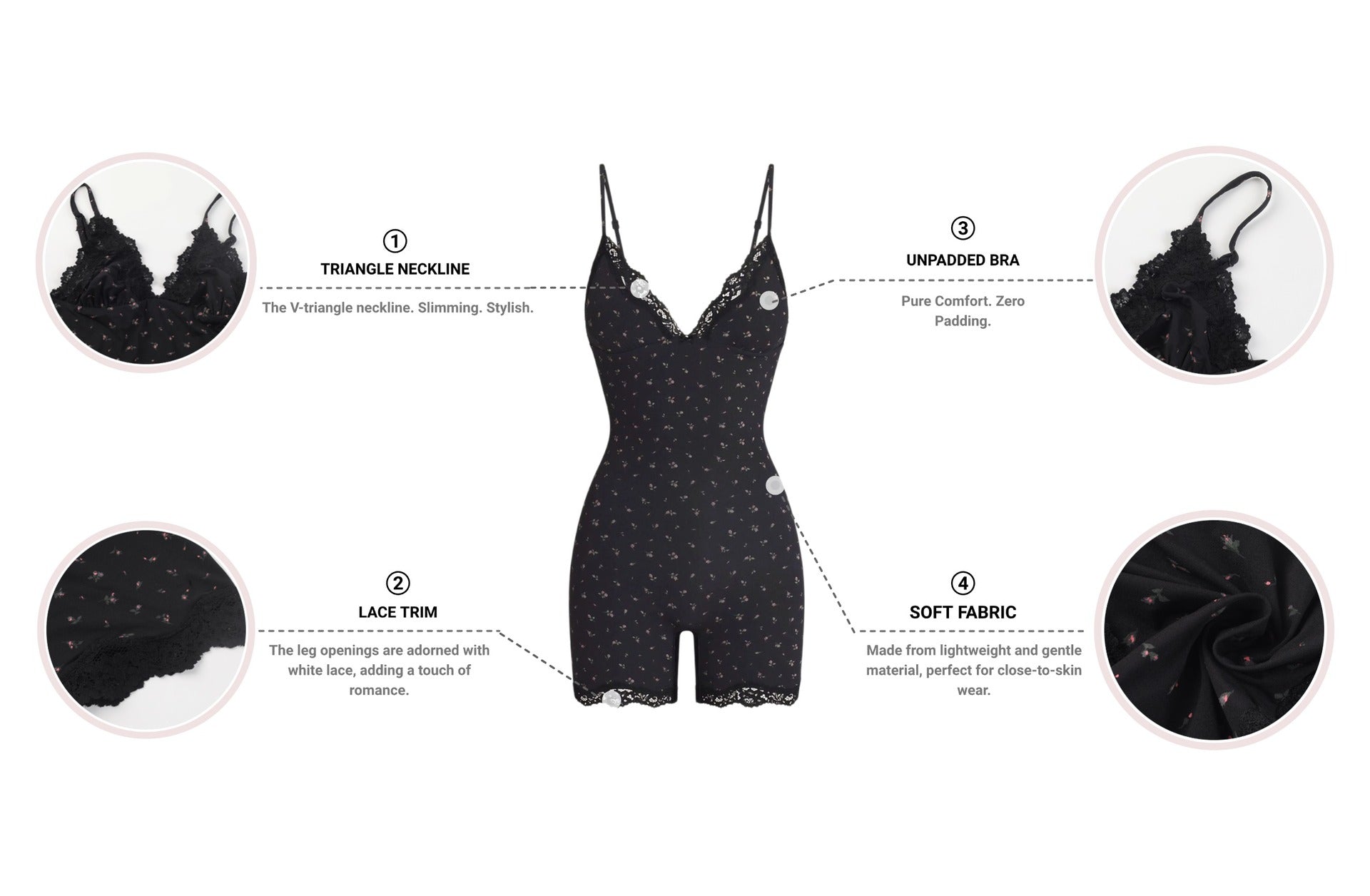 Corrigerend Romper Bodysuit met Kanten Afwerking
