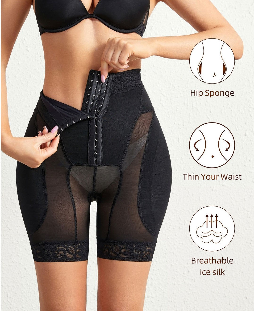 High-Waist Shaping Shorts met Gladmakende Dijbenen