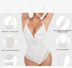 Kanten diepe V-hals corrigerende bodysuit