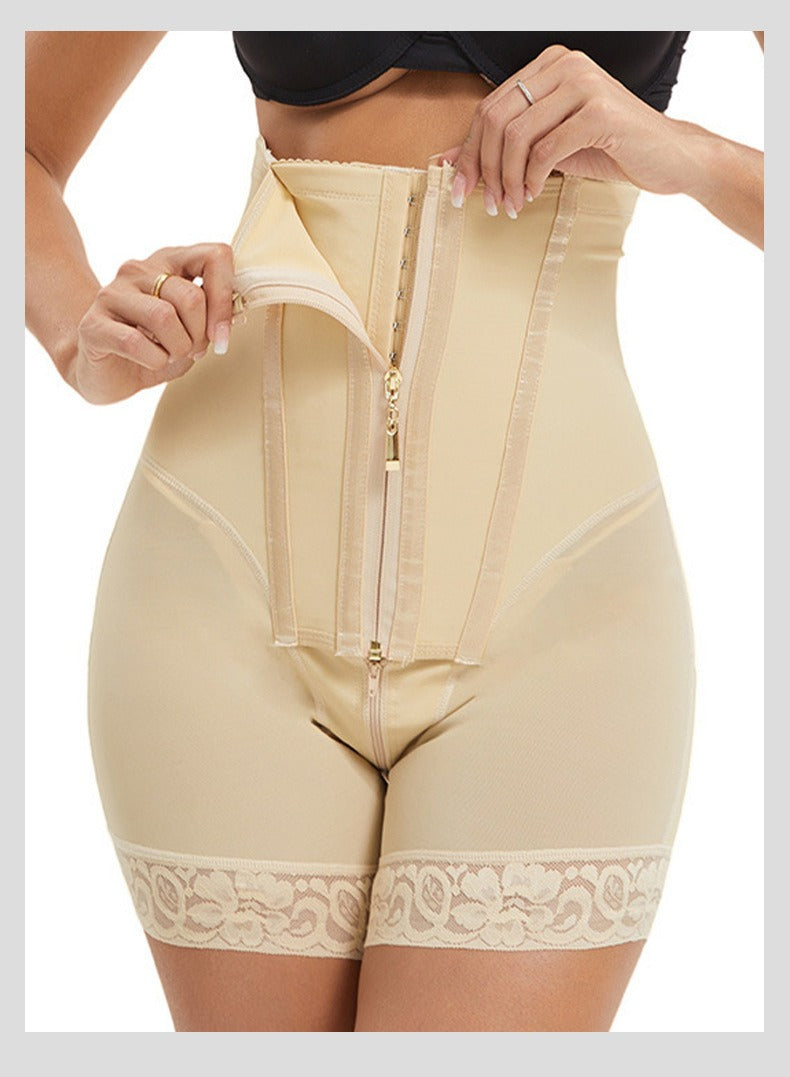High-Waist Vormgevend Corrigerend Kort Broekje met Ritssluiting aan de Voorkant