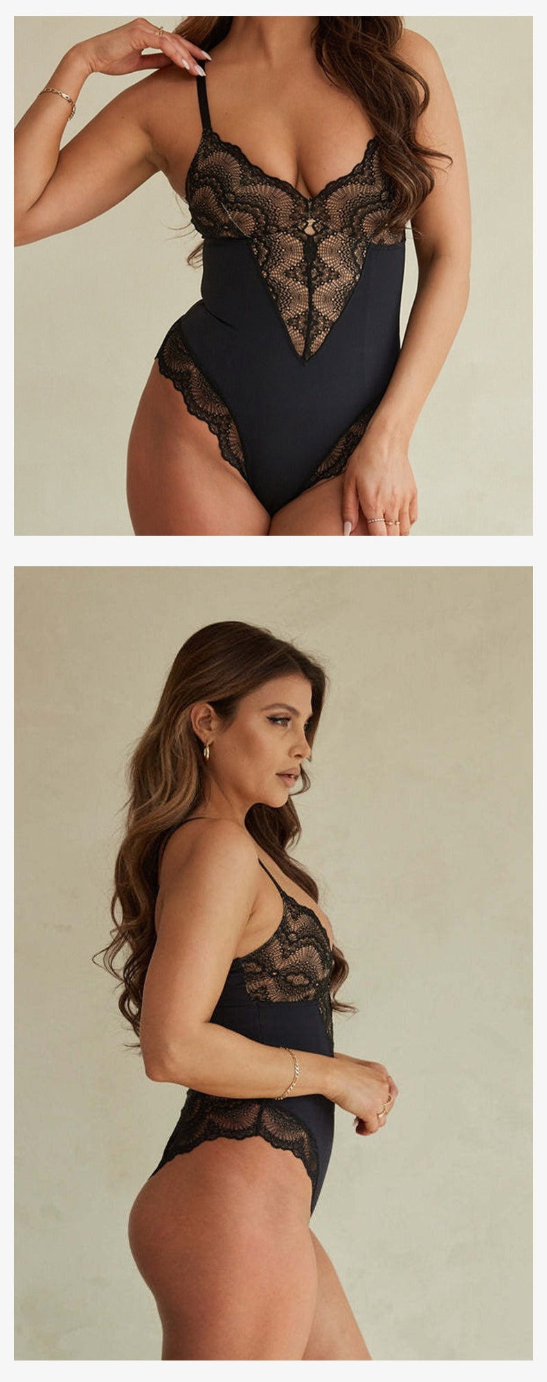Corrigerende Bodysuit met Kanten Panel