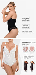 Kanten diepe V-hals corrigerende bodysuit