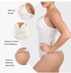 Kanten diepe V-hals corrigerende bodysuit