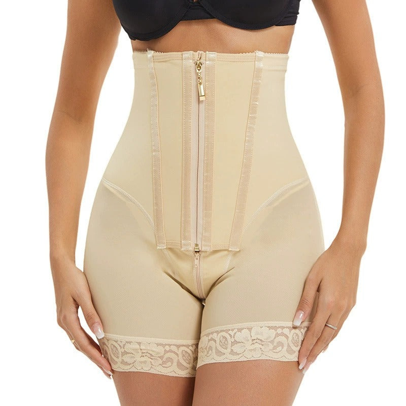 Front-Zip High-Waist Sculpting Shaping Shorts