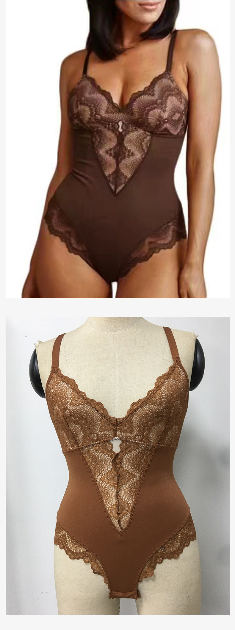 Corrigerende Bodysuit met Kanten Panel