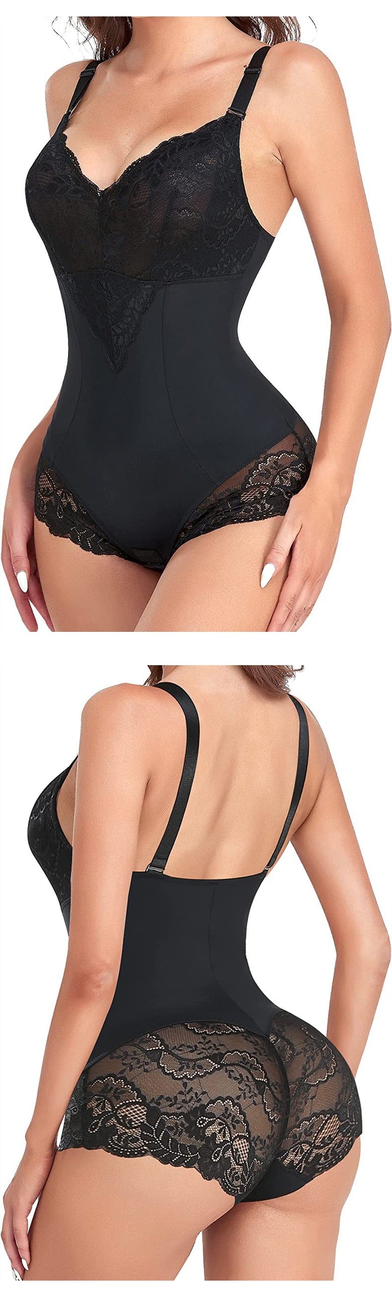 Bodysuit met tailleversmallende kant