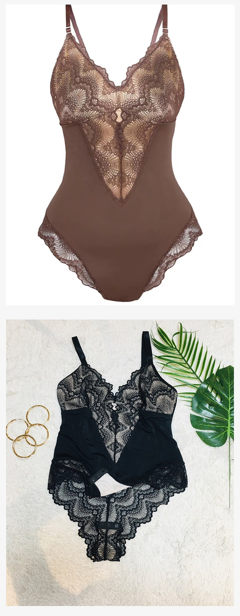 Corrigerende Bodysuit met Kanten Panel