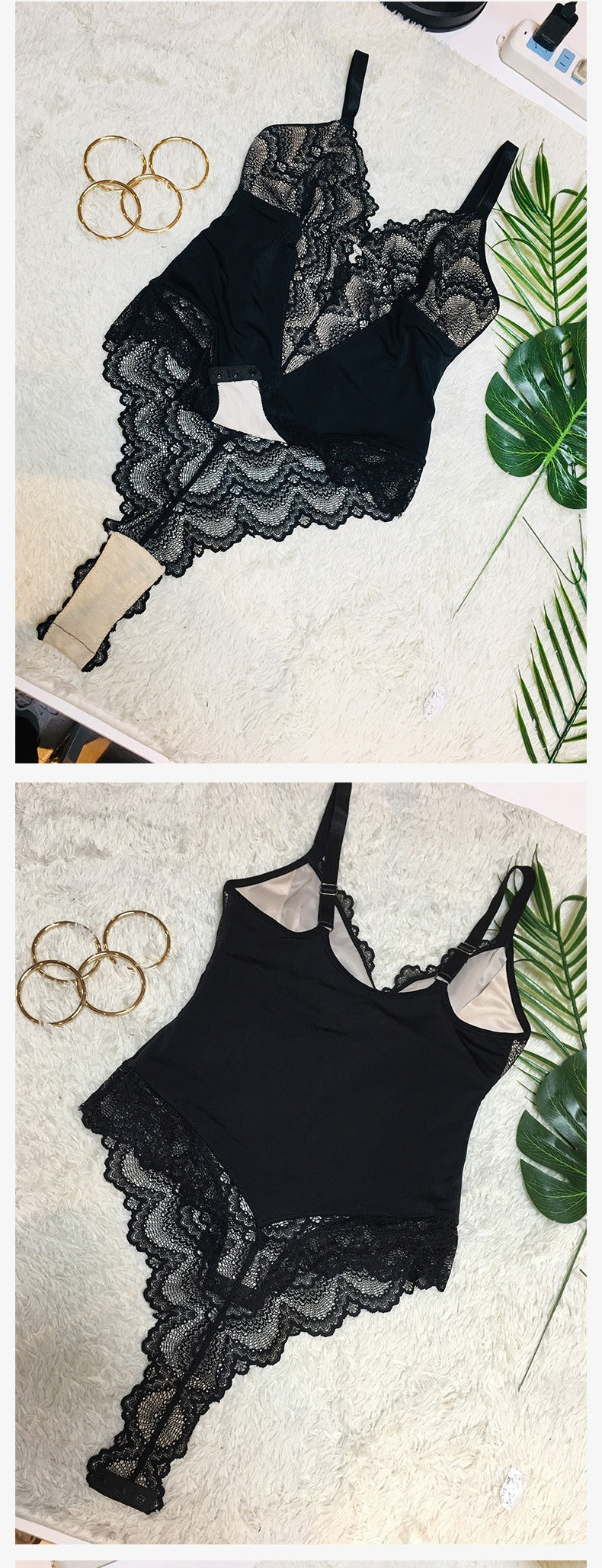 Corrigerende Bodysuit met Kanten Panel