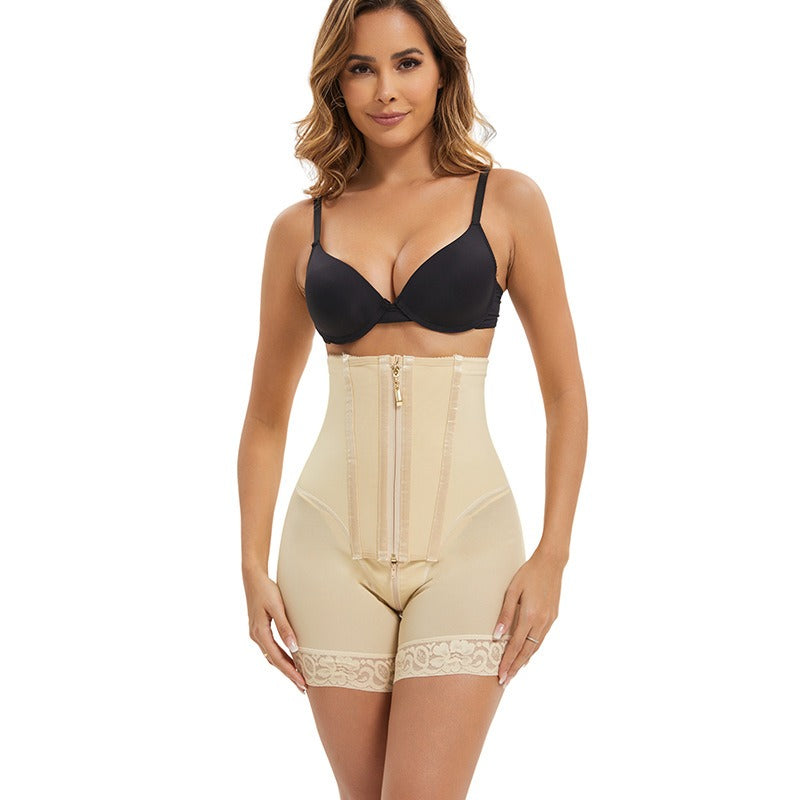 Front-Zip High-Waist Sculpting Shaping Shorts