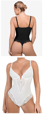 Kanten diepe V-hals corrigerende bodysuit