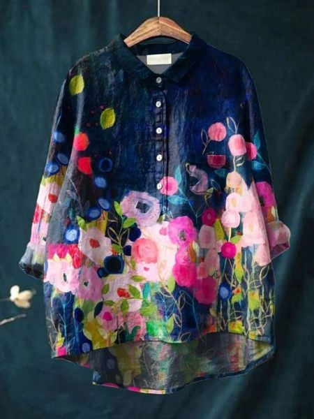 Autumn Blouse with Floral Print for Women - Lightweight Floral Blouse | Perfect for Everyday and Autumn Occasions - Floral 16