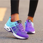 Women's Walking Shoes for Autumn with Slip-On Design, Cushioned Sole and Breathable Mesh - Aqua