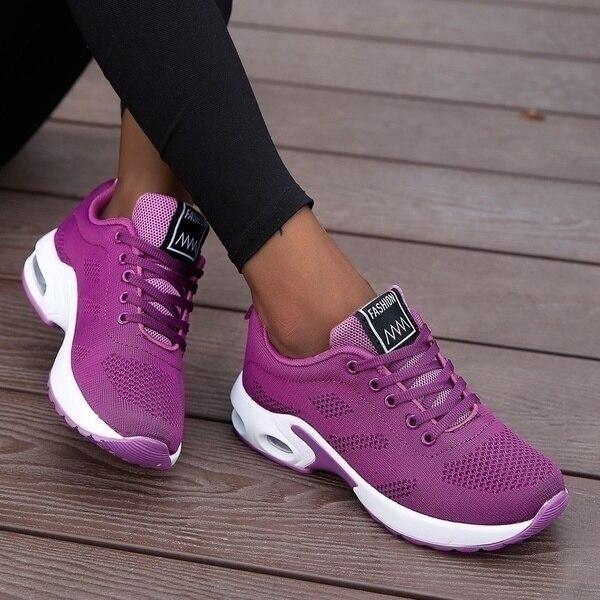 Women's Walking Shoes for Autumn with Slip-On Design, Cushioned Sole and Breathable Mesh - Purple