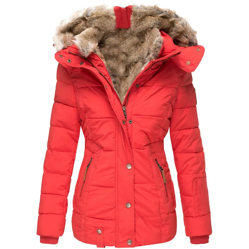 Durable Women's Winter Coat with Insulating Faux Fur Lining | Perfect for Cold Winter Months - Red