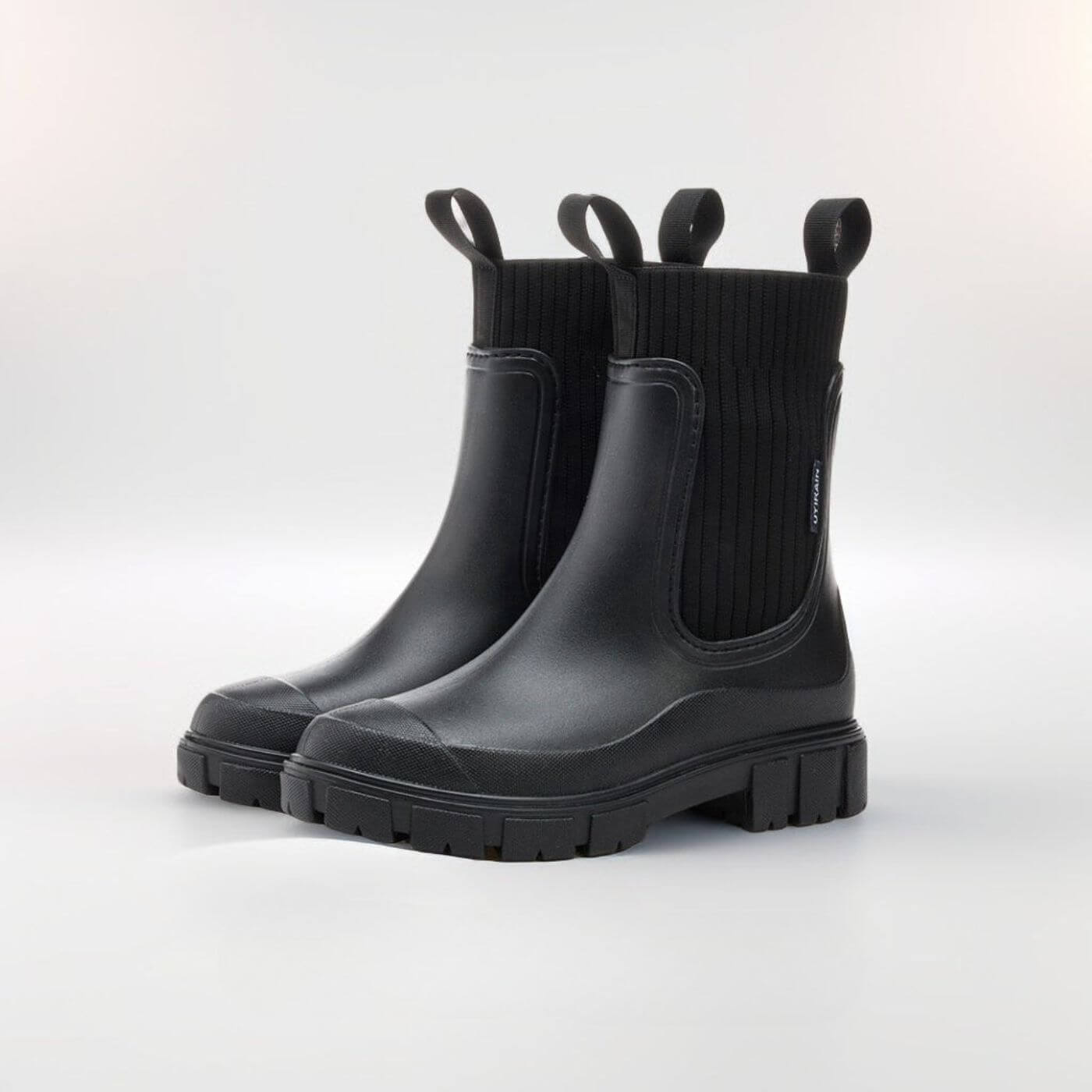Women's Rain Boots with Water-Resistant Surface and Non-Slip Sole - Black