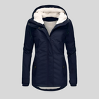 Women's Long Insulated Waterproof Coat with Hood - Navy