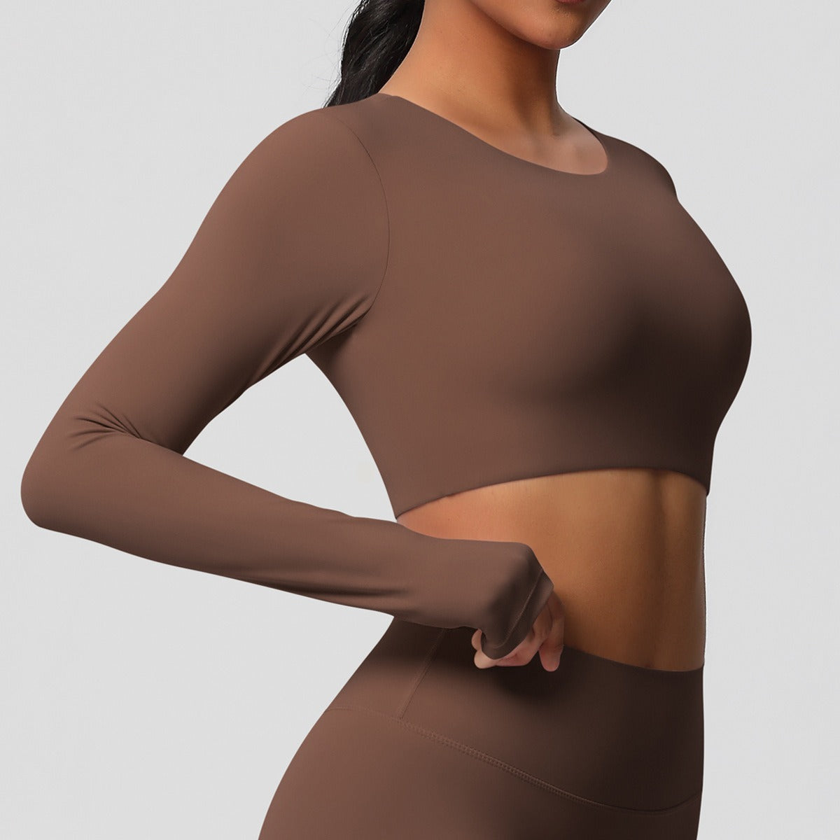 SculptFit Nauwsluitende Croptop met Lange Mouwen
