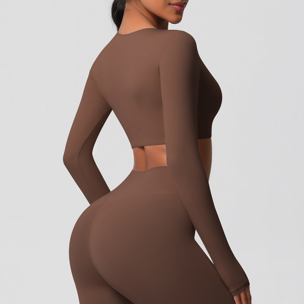 SculptFit Nauwsluitende Croptop met Lange Mouwen