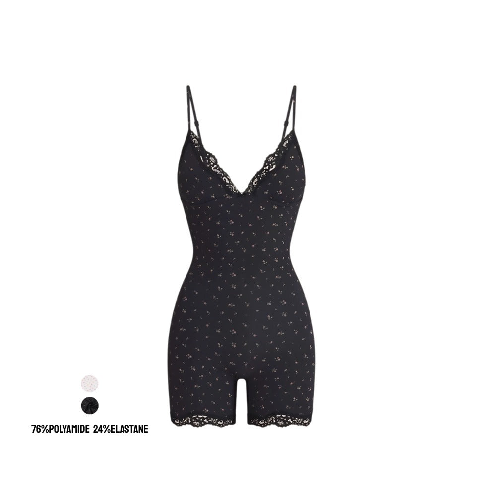 Corrigerend Romper Bodysuit met Kanten Afwerking