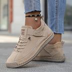 Women's Orthopedic Sneakers with Wide Toe Box and Elastic Panels - Beige