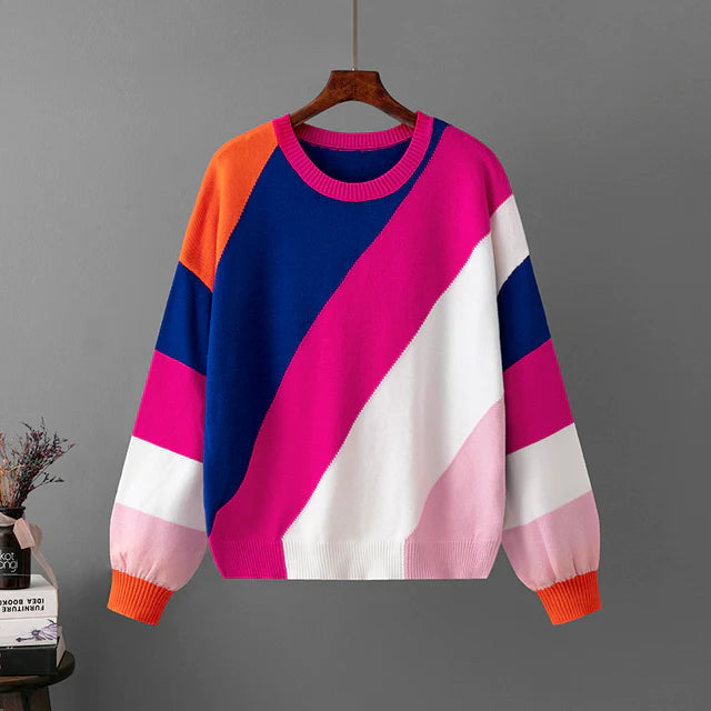 Striped Knit Sweater with Relaxed Fit | Perfect for Autumn Evenings & Walks - Sky Blue