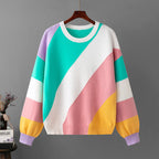 Striped Knit Sweater with Relaxed Fit | Perfect for Autumn Evenings & Walks - Light Green