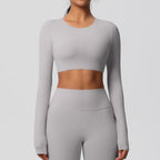 SculptFit Nauwsluitende Croptop met Lange Mouwen