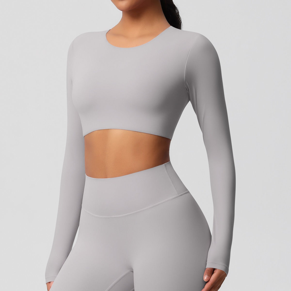 SculptFit Nauwsluitende Croptop met Lange Mouwen