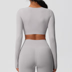 SculptFit Nauwsluitende Croptop met Lange Mouwen