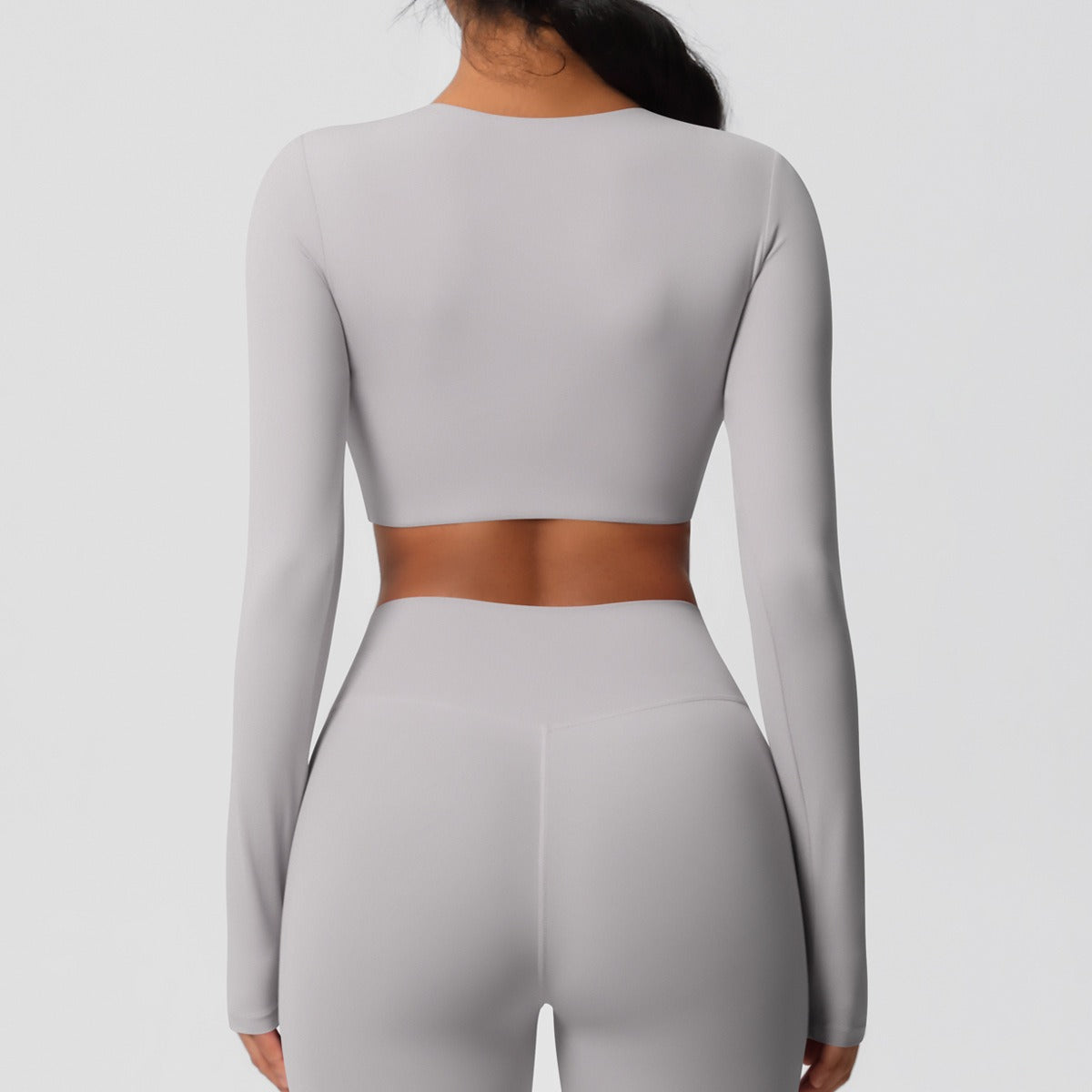 SculptFit Nauwsluitende Croptop met Lange Mouwen