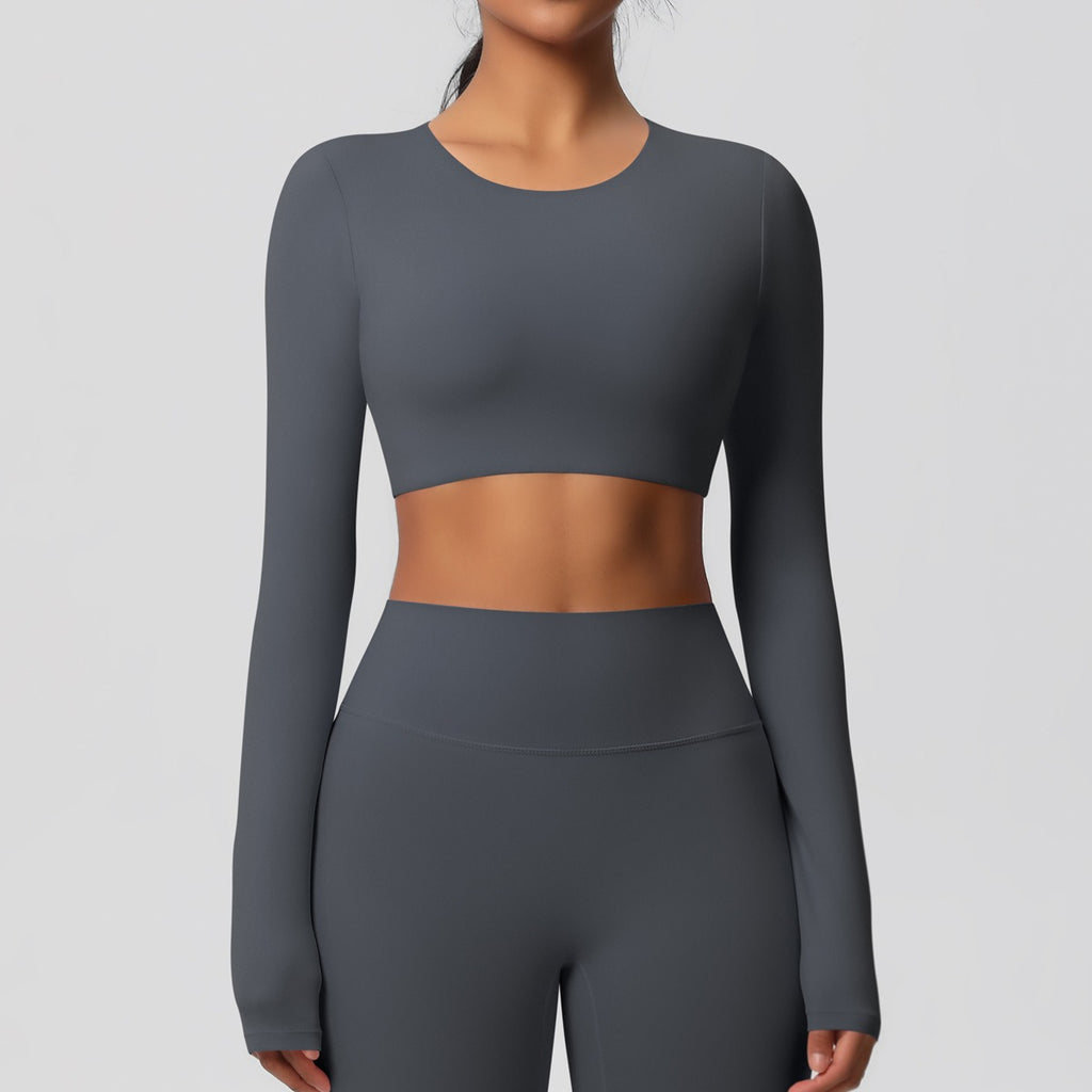 SculptFit Nauwsluitende Croptop met Lange Mouwen