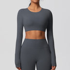 SculptFit Nauwsluitende Croptop met Lange Mouwen