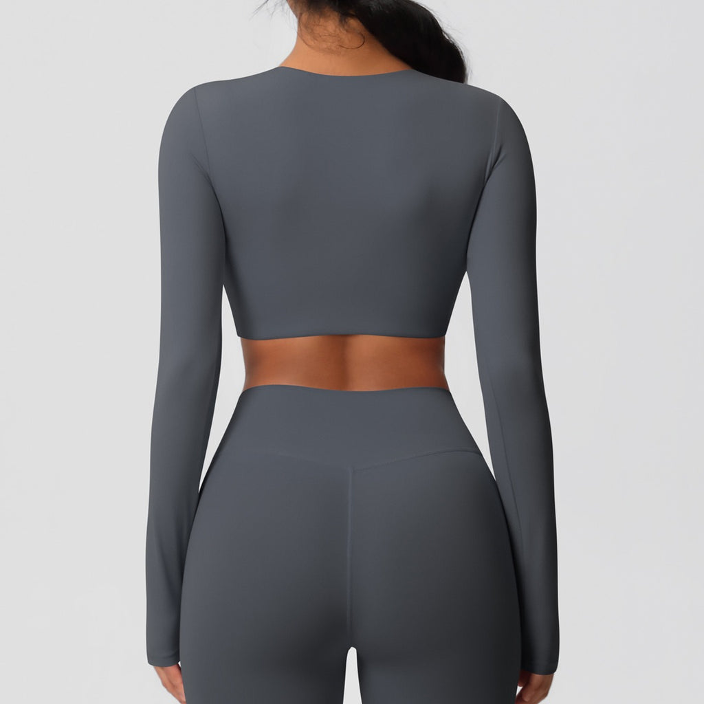 SculptFit Nauwsluitende Croptop met Lange Mouwen
