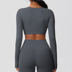 SculptFit Nauwsluitende Croptop met Lange Mouwen