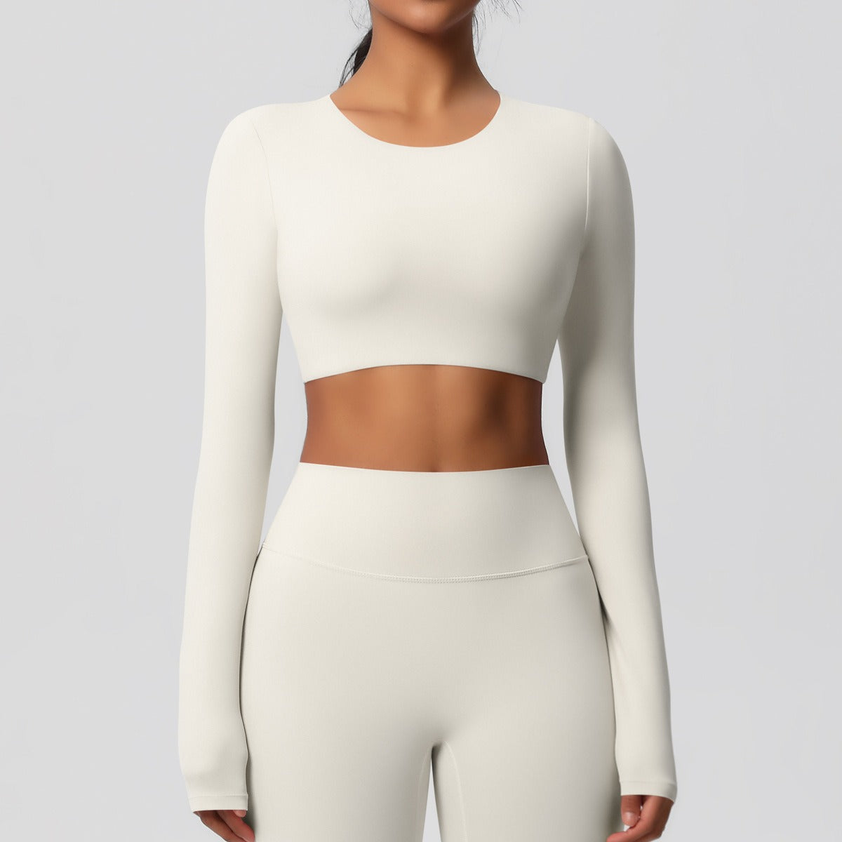 SculptFit Nauwsluitende Croptop met Lange Mouwen
