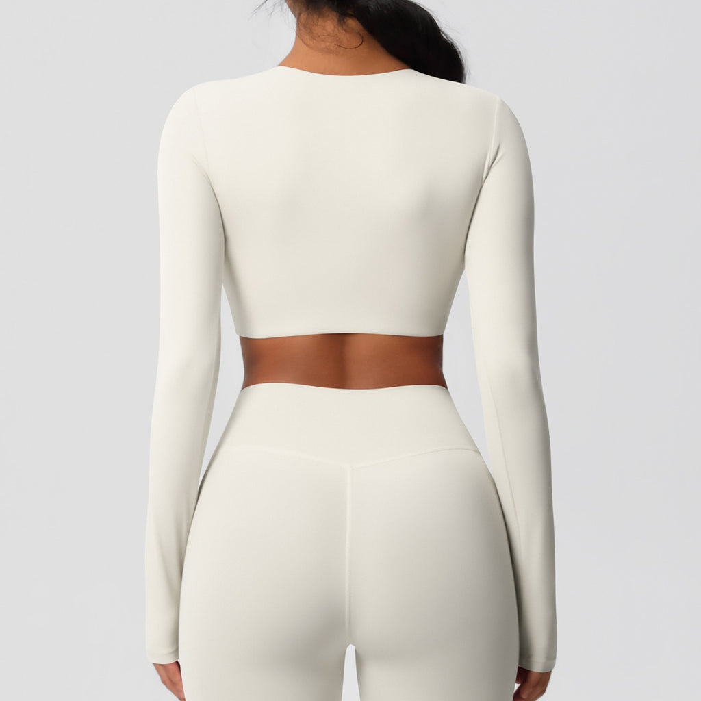SculptFit Nauwsluitende Croptop met Lange Mouwen