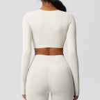 SculptFit Nauwsluitende Croptop met Lange Mouwen