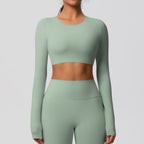 SculptFit Nauwsluitende Croptop met Lange Mouwen