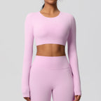 SculptFit Nauwsluitende Croptop met Lange Mouwen