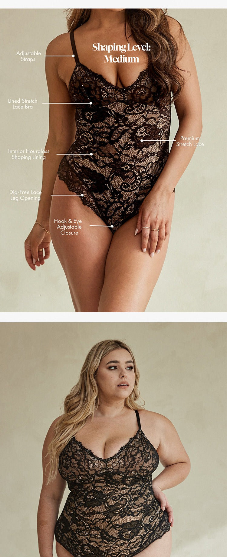 Corrigerende Bodysuit Volledig Kant
