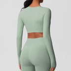 SculptFit Nauwsluitende Croptop met Lange Mouwen