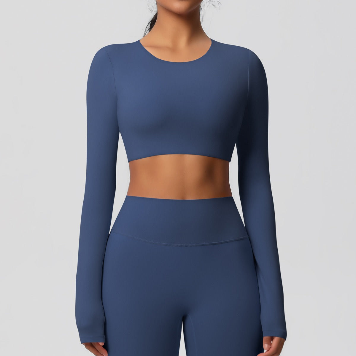 SculptFit Nauwsluitende Croptop met Lange Mouwen