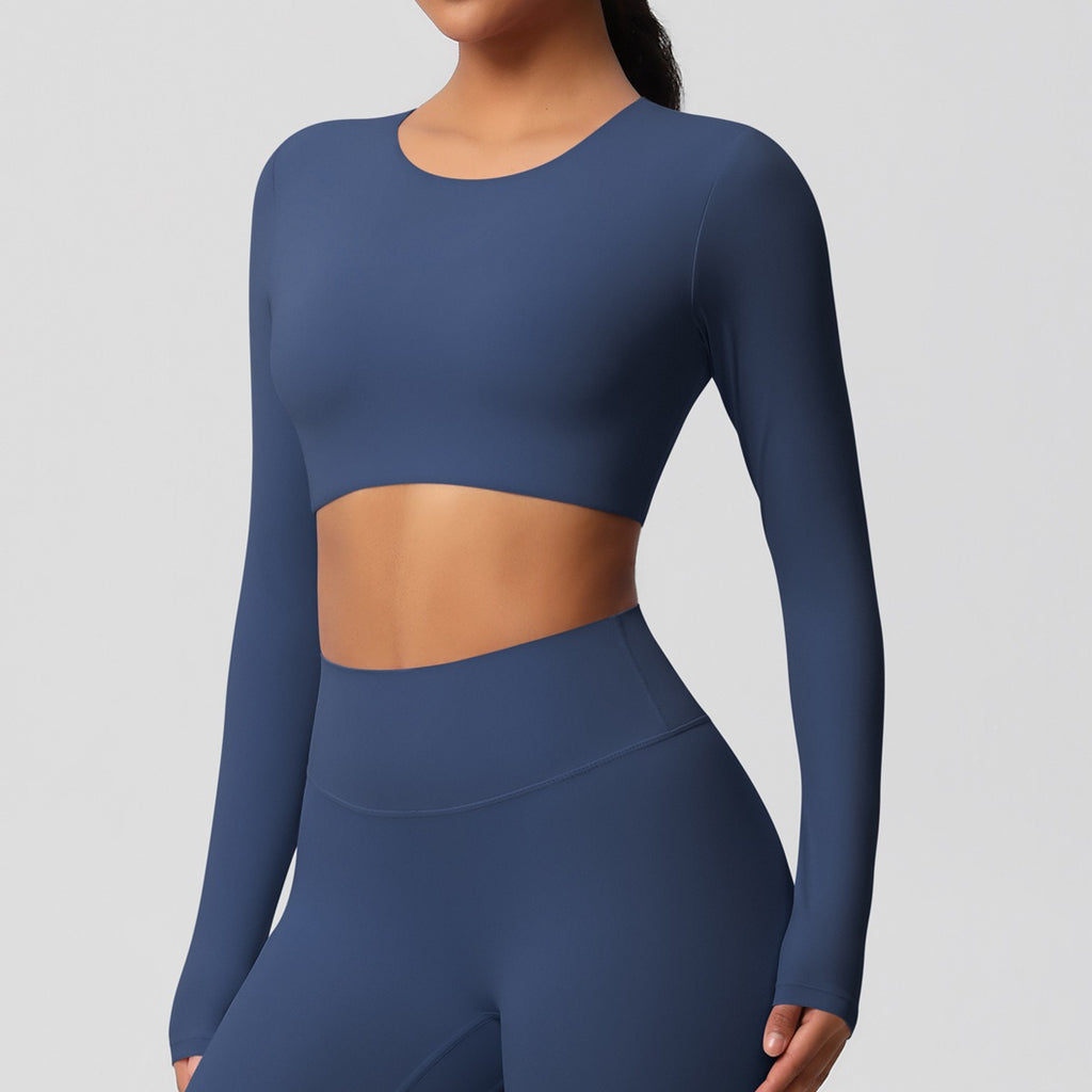 SculptFit Nauwsluitende Croptop met Lange Mouwen