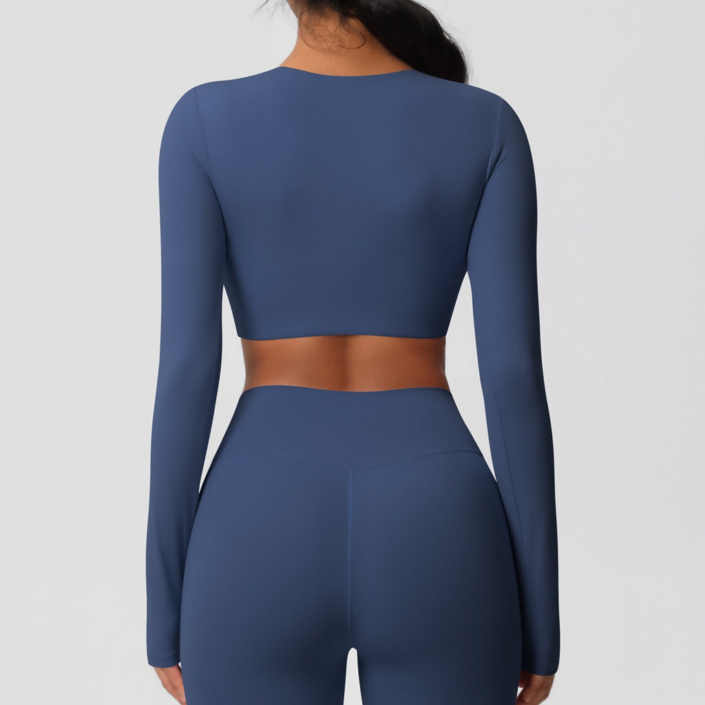 SculptFit Nauwsluitende Croptop met Lange Mouwen